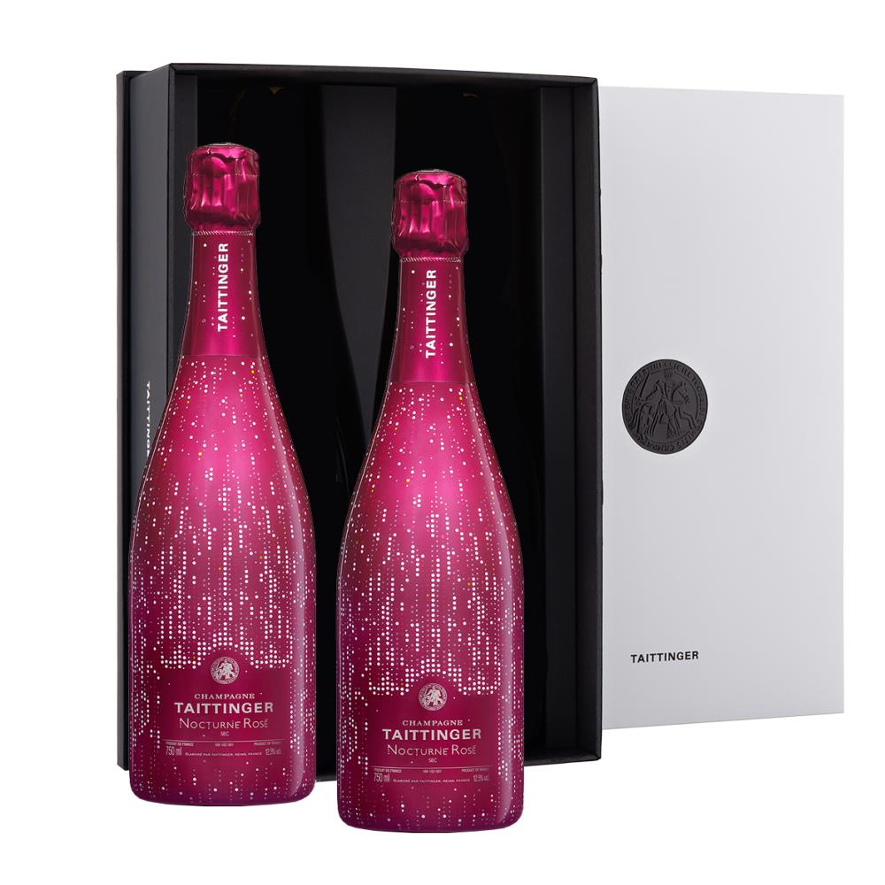 Taittinger Nocturne Rose City Lights Champagne 75cl in Branded Monochrome Gift Box